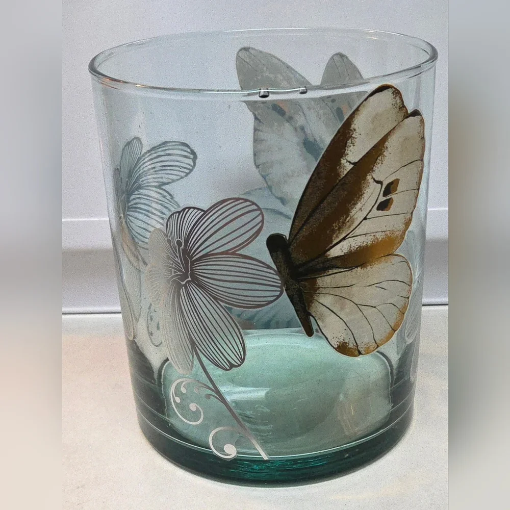 Tinted Glass Butterfly Decal Vase 6